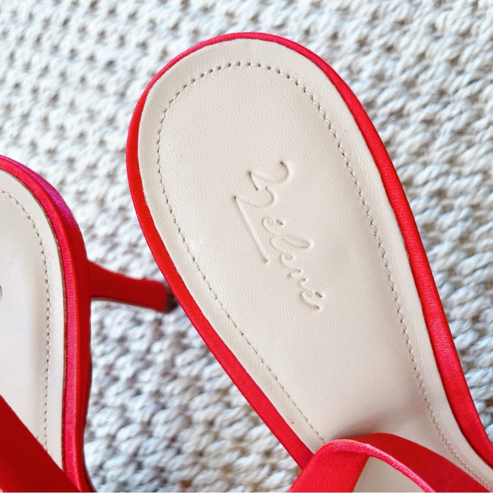 NEW Eleven22 Red Satin Slingback Heels Rhinestone Buckle Size 7 - saks fifth ave - Picture 5 of 8